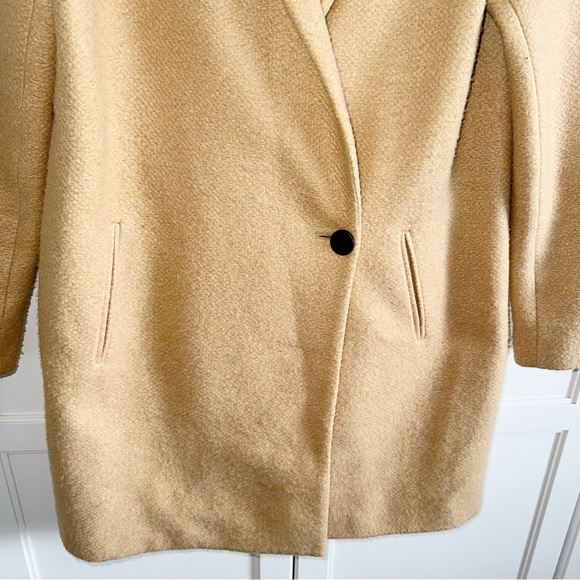 Zara Cotton Blend Double Breasted Camel Trench Coat Sz Medium Soft Single Button - Picture 6 of 16